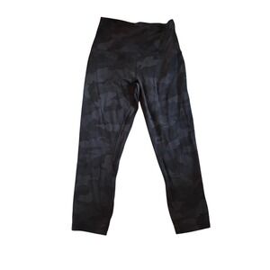 Lululemon High Rise Crop Leggings Black Dark Camo 21 Inseam Size 4 6 Approx